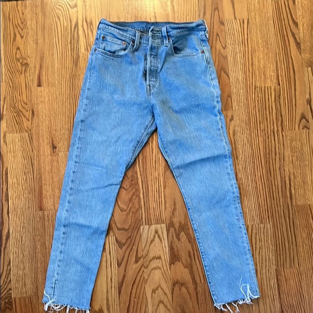 Levi's 501 Blue Skinny Jeans with Frayed Hem